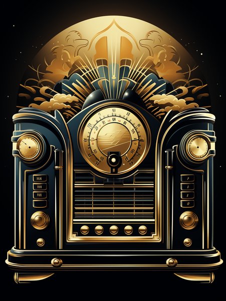 Vintage Radio Set With Art De - Futuristic & Cyberpunk Screen Print T-Shirt & Hoodie