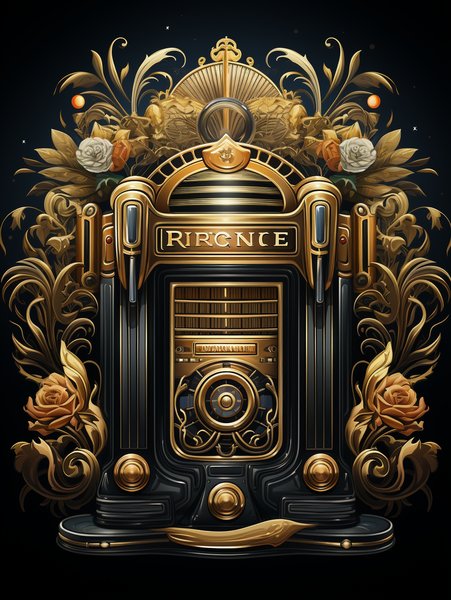 Vintage Radio Set With Art De - Futuristic & Cyberpunk Screen Print T-Shirt & Hoodie