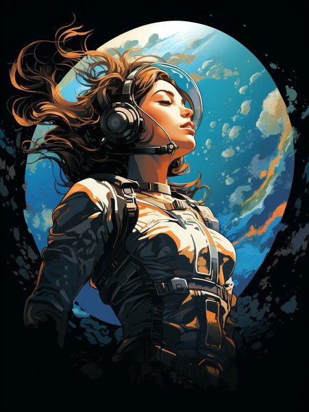 Beautiful Woman Floating In S - Futuristic & Cyberpunk Screen Print T-Shirt & Hoodie