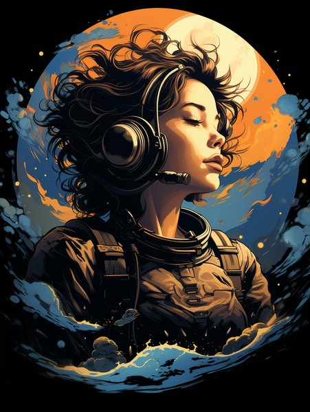 Beautiful Woman Floating In S - Futuristic & Cyberpunk Screen Print T-Shirt & Hoodie