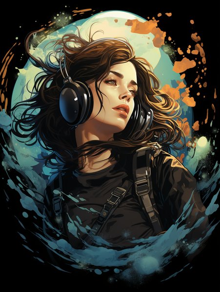 Beautiful Woman Floating In S - Futuristic & Cyberpunk Screen Print T-Shirt & Hoodie
