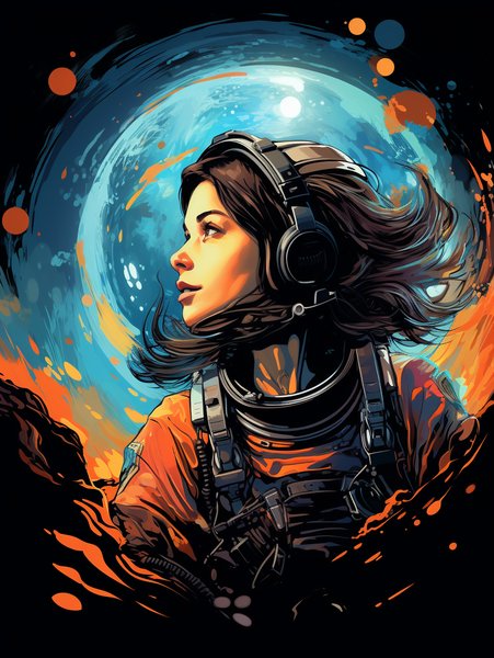 Beautiful Woman Floating In S - Futuristic & Cyberpunk Screen Print T-Shirt & Hoodie