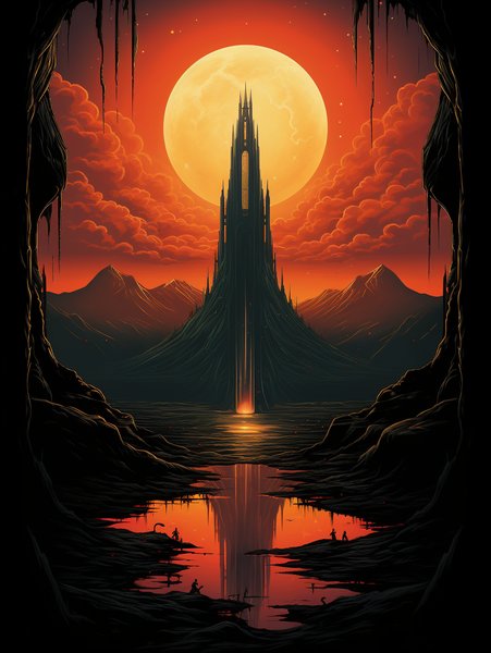 Giant Vampire Temple Fire Wat - Futuristic & Cyberpunk Screen Print T-Shirt & Hoodie