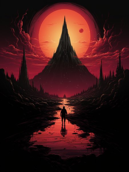 Giant Vampire Temple Fire Wat - Futuristic & Cyberpunk Screen Print T-Shirt & Hoodie
