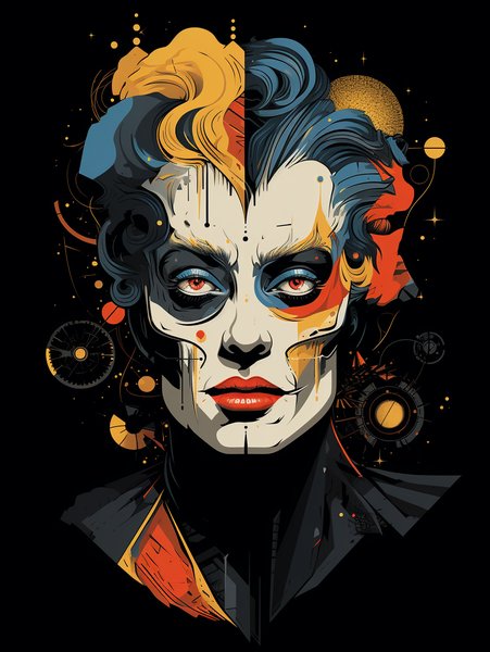 Portrait Of A Cosmic Mime In - Futuristic & Cyberpunk Screen Print T-Shirt & Hoodie