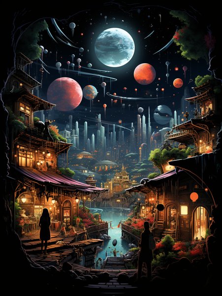 A Bustling Marketplace On A D - Futuristic & Cyberpunk Screen Print T-Shirt & Hoodie