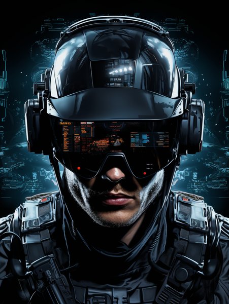 Ultra Sharp Portrait Of A Man - Futuristic & Cyberpunk Screen Print T-Shirt & Hoodie
