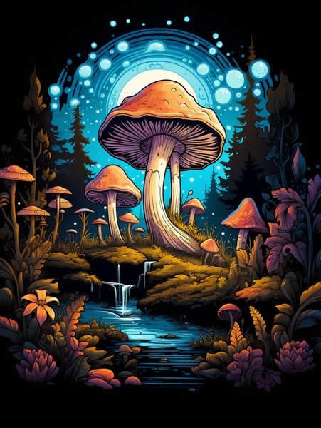 Vector Image Of Retro Mushroo - Futuristic & Cyberpunk Screen Print T-Shirt & Hoodie