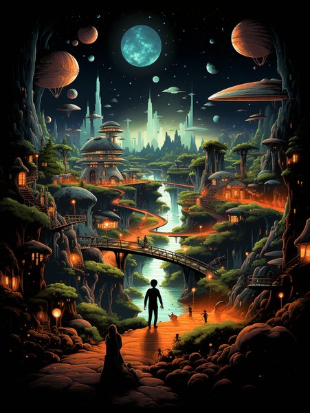 A Bustling Spaceport Teeming - Futuristic & Cyberpunk Screen Print T-Shirt & Hoodie