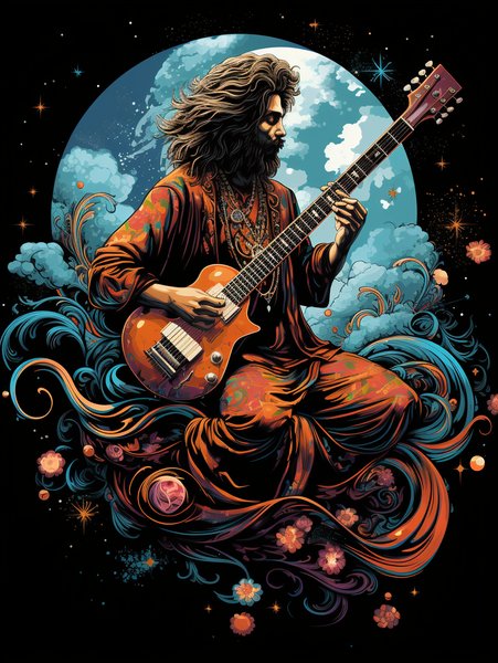 A 1960s Hippie Playin - Futuristic & Cyberpunk Screen Print T-Shirt & Hoodie