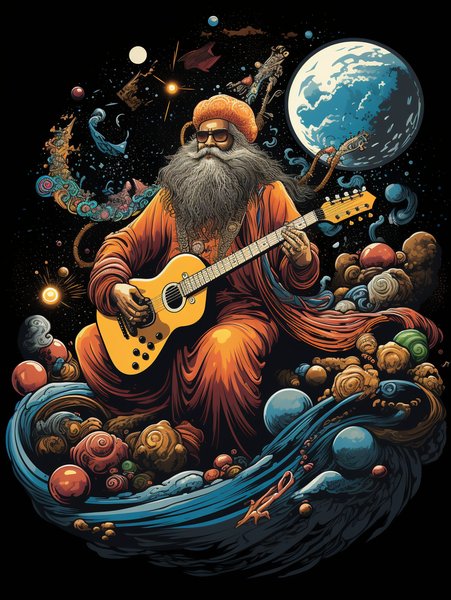 A 1960s Hippie Playin - Futuristic & Cyberpunk Screen Print T-Shirt & Hoodie