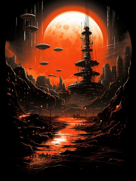 A Bustling Cityscape - Futuristic & Cyberpunk Screen Print T-Shirt & Hoodie