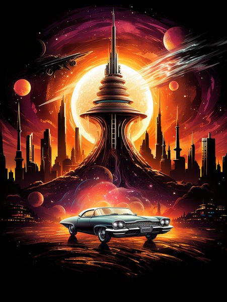 A Classic Car Transformed Int - Futuristic & Cyberpunk Screen Print T-Shirt & Hoodie