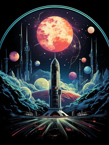 A Bustling Intergalac - Futuristic & Cyberpunk Screen Print T-Shirt & Hoodie