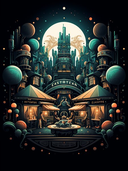 A Bustling Market Squ - Futuristic & Cyberpunk Screen Print T-Shirt & Hoodie