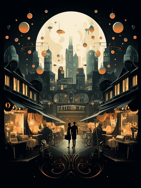 A Bustling Market Squ - Futuristic & Cyberpunk Screen Print T-Shirt & Hoodie