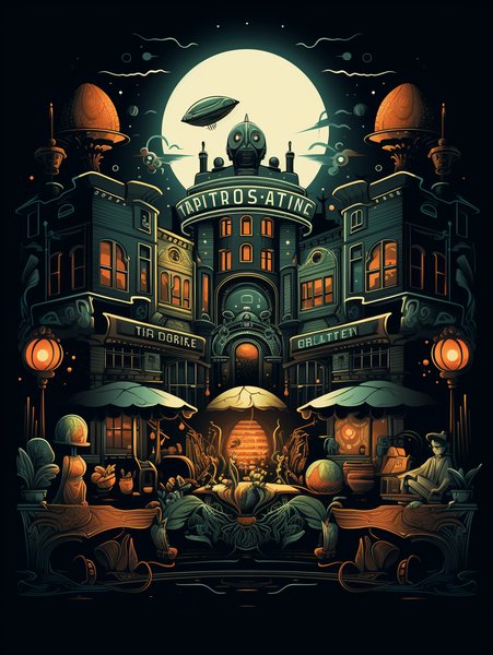 A Bustling Market Squ - Futuristic & Cyberpunk Screen Print T-Shirt & Hoodie
