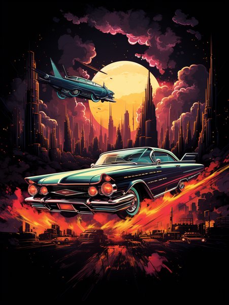A Classic Car Transformed Int - Futuristic & Cyberpunk Screen Print T-Shirt & Hoodie