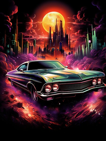 A Classic Car Transformed Int - Futuristic & Cyberpunk Screen Print T-Shirt & Hoodie