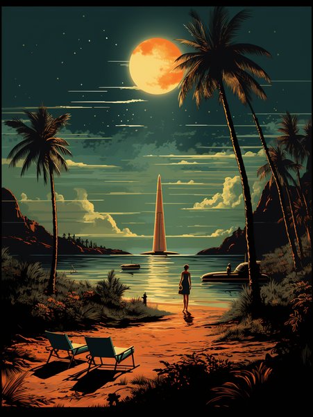 A Cosmic Beach Scene - Futuristic & Cyberpunk Screen Print T-Shirt & Hoodie