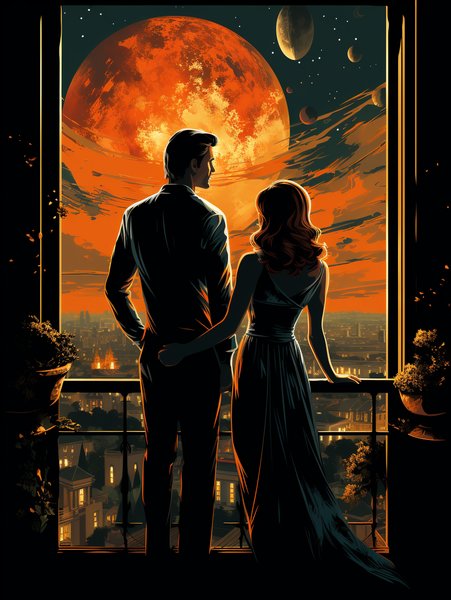 A Couple Gazing At Th - Futuristic & Cyberpunk Screen Print T-Shirt & Hoodie
