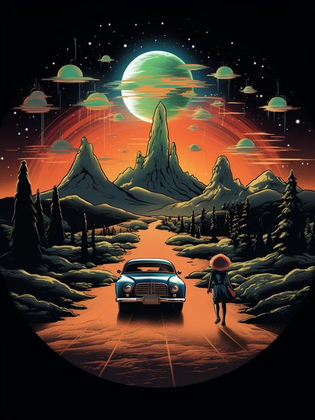 A Family Road Trip In - Futuristic & Cyberpunk Screen Print T-Shirt & Hoodie