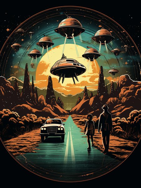 A Family Road Trip In - Futuristic & Cyberpunk Screen Print T-Shirt & Hoodie