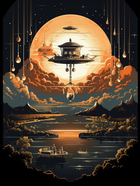 A Floating Diner In T - Futuristic & Cyberpunk Screen Print T-Shirt & Hoodie