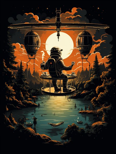 A Floating Diner In T - Futuristic & Cyberpunk Screen Print T-Shirt & Hoodie
