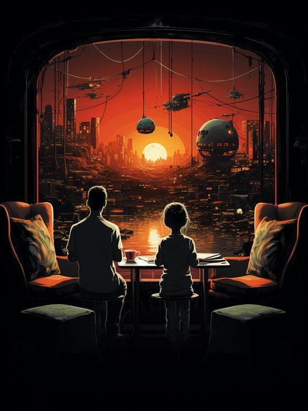 A Classic Family Watching A H - Futuristic & Cyberpunk Screen Print T-Shirt & Hoodie