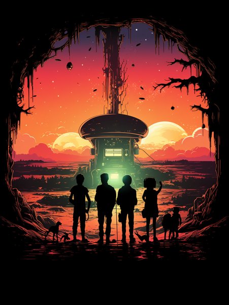 A Group Of Teenagers - Futuristic & Cyberpunk Screen Print T-Shirt & Hoodie