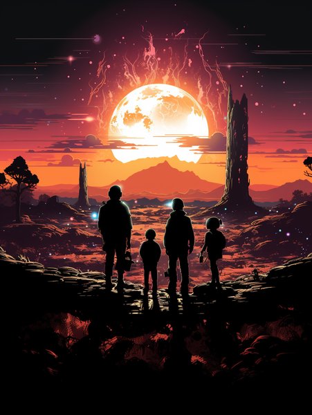 A Group Of Teenagers - Futuristic & Cyberpunk Screen Print T-Shirt & Hoodie