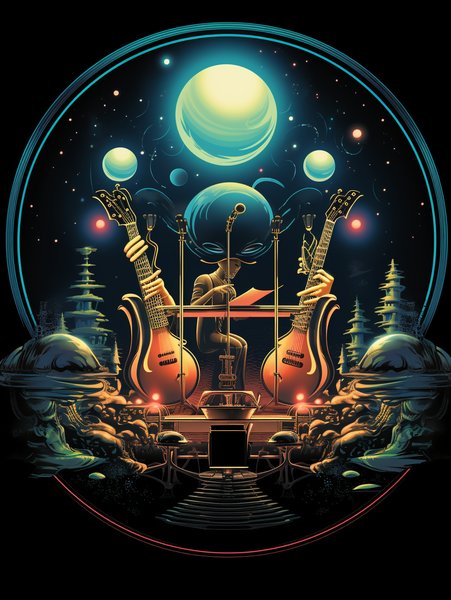 A Neon Lit Cosmic Jaz - Futuristic & Cyberpunk Screen Print T-Shirt & Hoodie