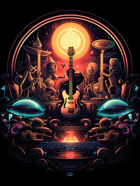 A Neon Lit Cosmic Jaz - Futuristic & Cyberpunk Screen Print T-Shirt & Hoodie