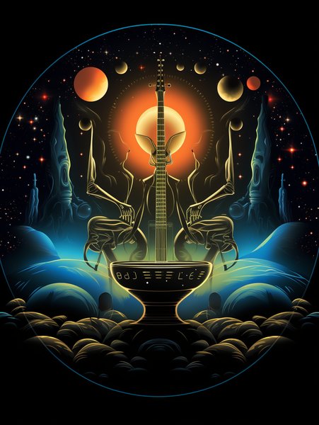 A Neon Lit Cosmic Jaz - Futuristic & Cyberpunk Screen Print T-Shirt & Hoodie