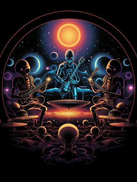 A Neon Lit Cosmic Jaz - Futuristic & Cyberpunk Screen Print T-Shirt & Hoodie