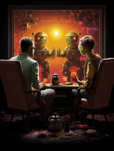 A Classic Family Watching A H - Futuristic & Cyberpunk Screen Print T-Shirt & Hoodie