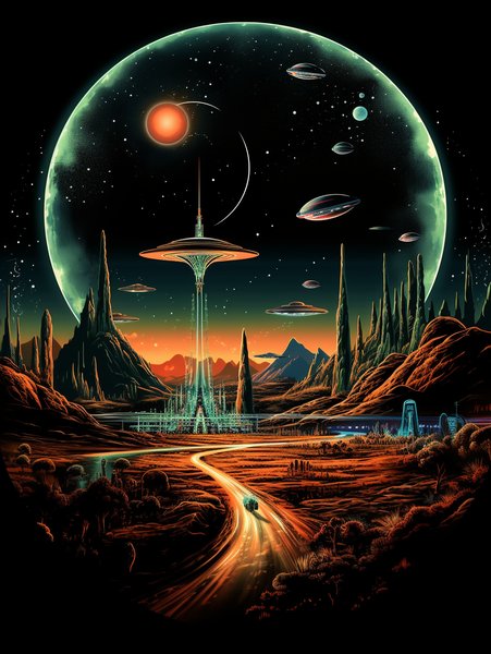 A Panoramic View Of A - Futuristic & Cyberpunk Screen Print T-Shirt & Hoodie