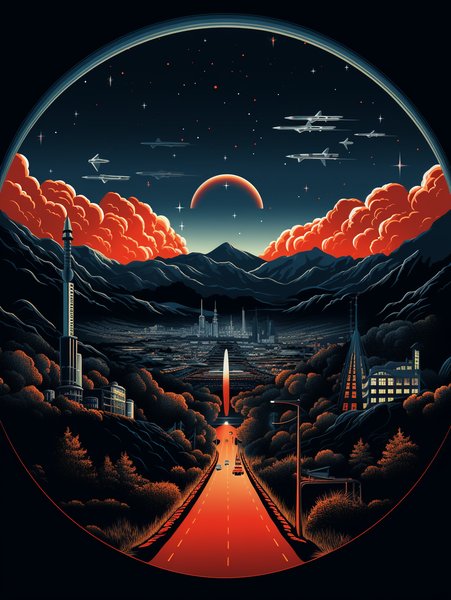 A Panoramic View Of A - Futuristic & Cyberpunk Screen Print T-Shirt & Hoodie