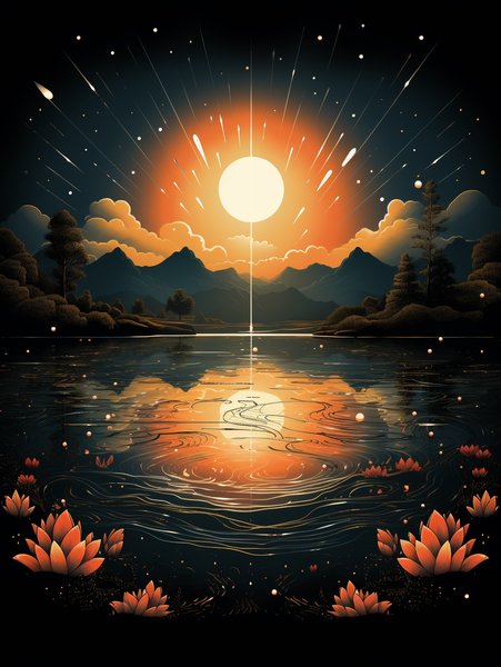A Serene Lakeside On - Futuristic & Cyberpunk Screen Print T-Shirt & Hoodie