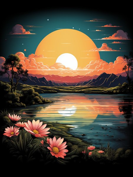 A Serene Lakeside On - Futuristic & Cyberpunk Screen Print T-Shirt & Hoodie