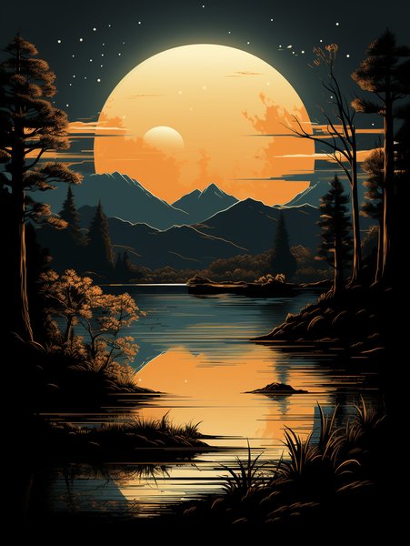 A Serene Lakeside On - Futuristic & Cyberpunk Screen Print T-Shirt & Hoodie
