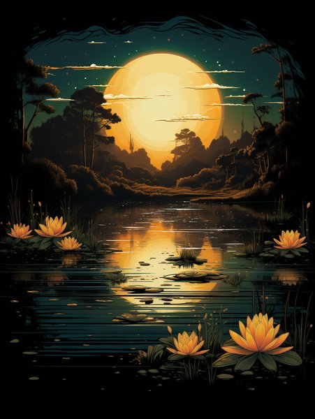 A Serene Lakeside On - Futuristic & Cyberpunk Screen Print T-Shirt & Hoodie