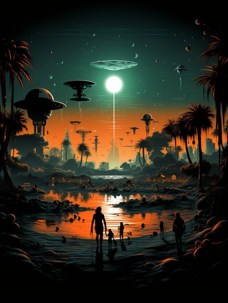 A Space Age Beach Par - Futuristic & Cyberpunk Screen Print T-Shirt & Hoodie