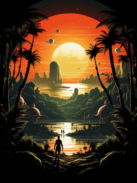 A Space Age Beach Par - Futuristic & Cyberpunk Screen Print T-Shirt & Hoodie