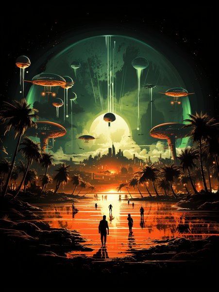 A Space Age Beach Par - Futuristic & Cyberpunk Screen Print T-Shirt & Hoodie