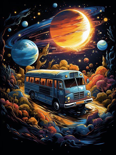 A Space Age School Bu - Futuristic & Cyberpunk Screen Print T-Shirt & Hoodie