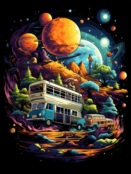 A Space Age School Bu - Futuristic & Cyberpunk Screen Print T-Shirt & Hoodie