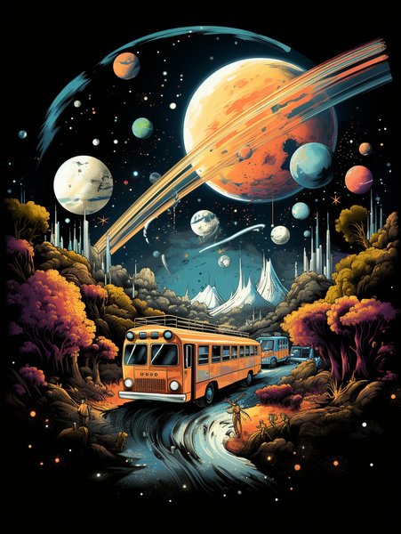 A Space Age School Bu - Futuristic & Cyberpunk Screen Print T-Shirt & Hoodie