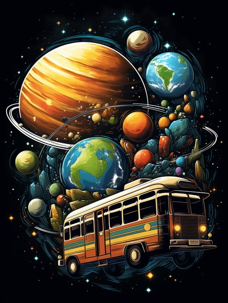 A Space Age School Bu - Futuristic & Cyberpunk Screen Print T-Shirt & Hoodie